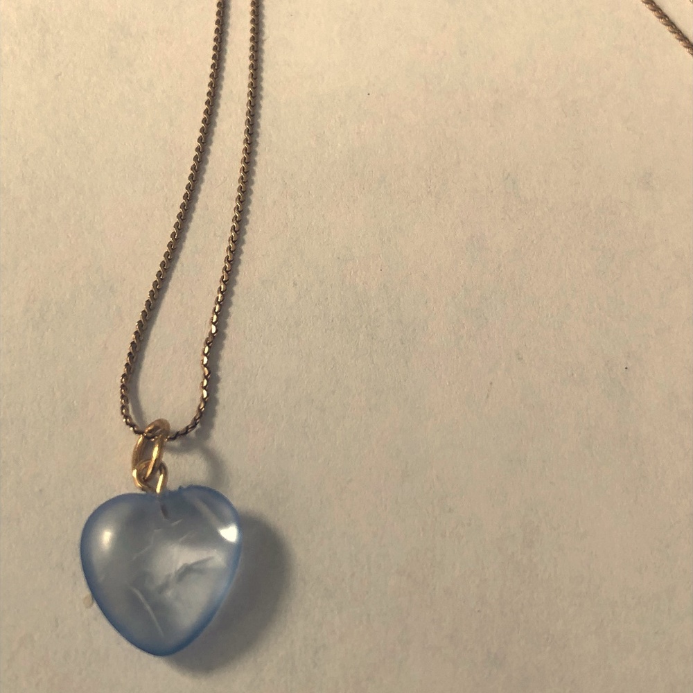 Vintage blueheart necklace, gold tone